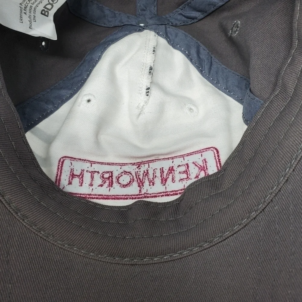 NWT KENWORTH GREY STRIPE COTTON PATCH ADJUSTABLE BASEBALL HAT WOMAN OS TRUCKER